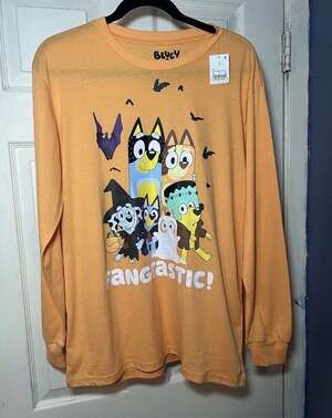 Bluey Fangtastic Halloween Graphic Long Sleeve T-Shirt Orange